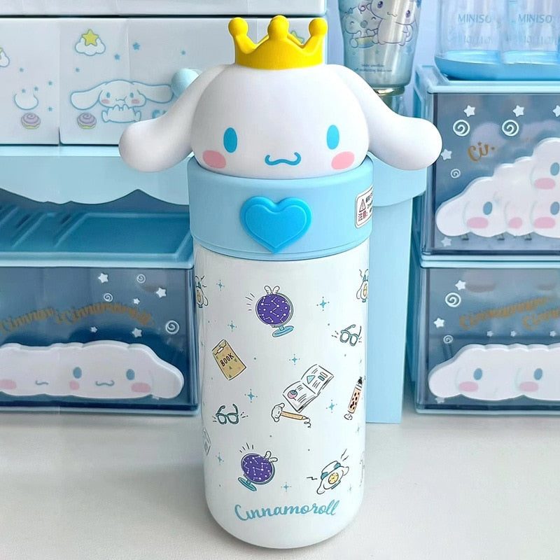 350ML Sanrio Cinnamoroll Anime Kuromi Melody Thermos Mug Cartoon Kawaii Sports Water Bottle Coffee Cup Kids Water Bottle Gift