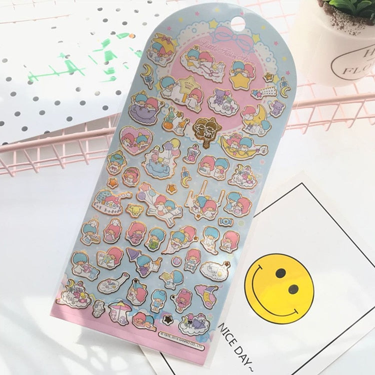 New Sanrio Hello Kitty Corner Big-Eared Dog Stickers Cute Gemini Children Stickers Bronzing Palm Stickers Kawaii