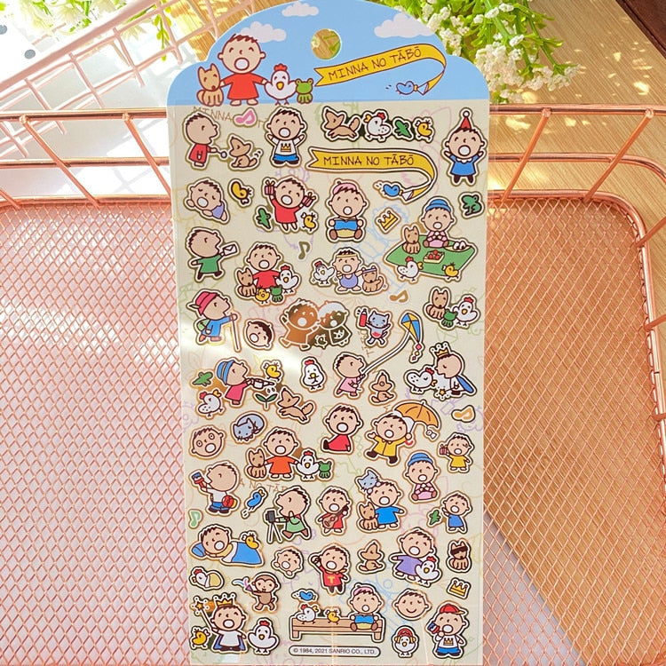 New Sanrio Hello Kitty Corner Big-Eared Dog Stickers Cute Gemini Children Stickers Bronzing Palm Stickers Kawaii