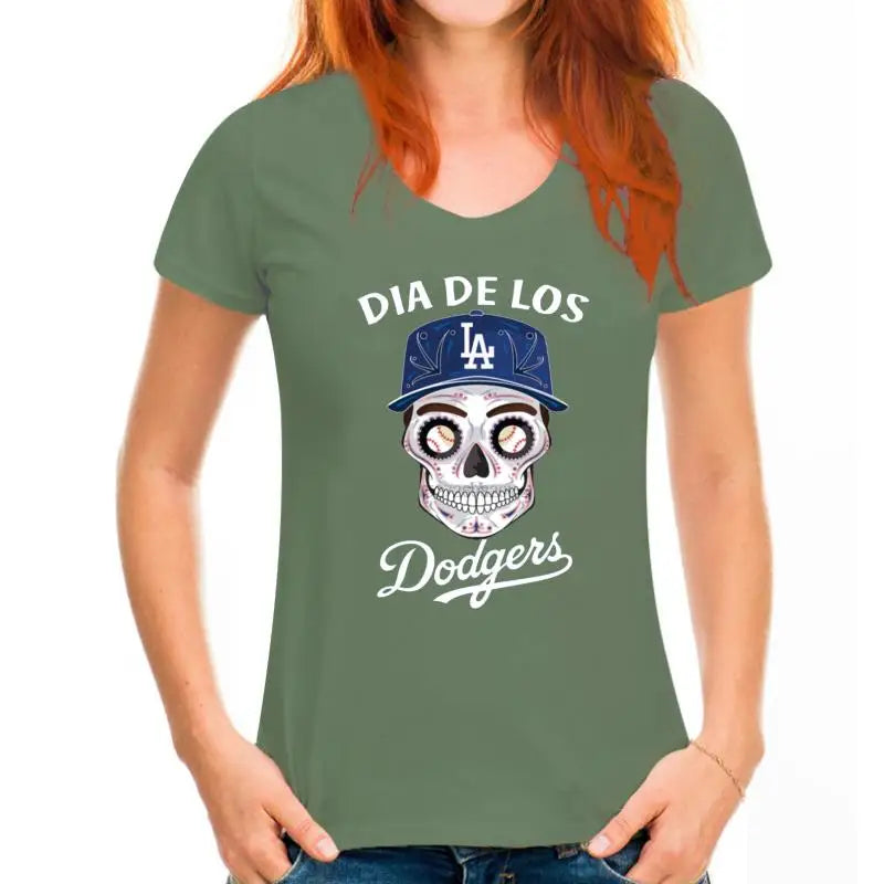 Dia De Los Dodger Halloween Sugar Skull T Shirt Mens Tee Shirt S 5Xl