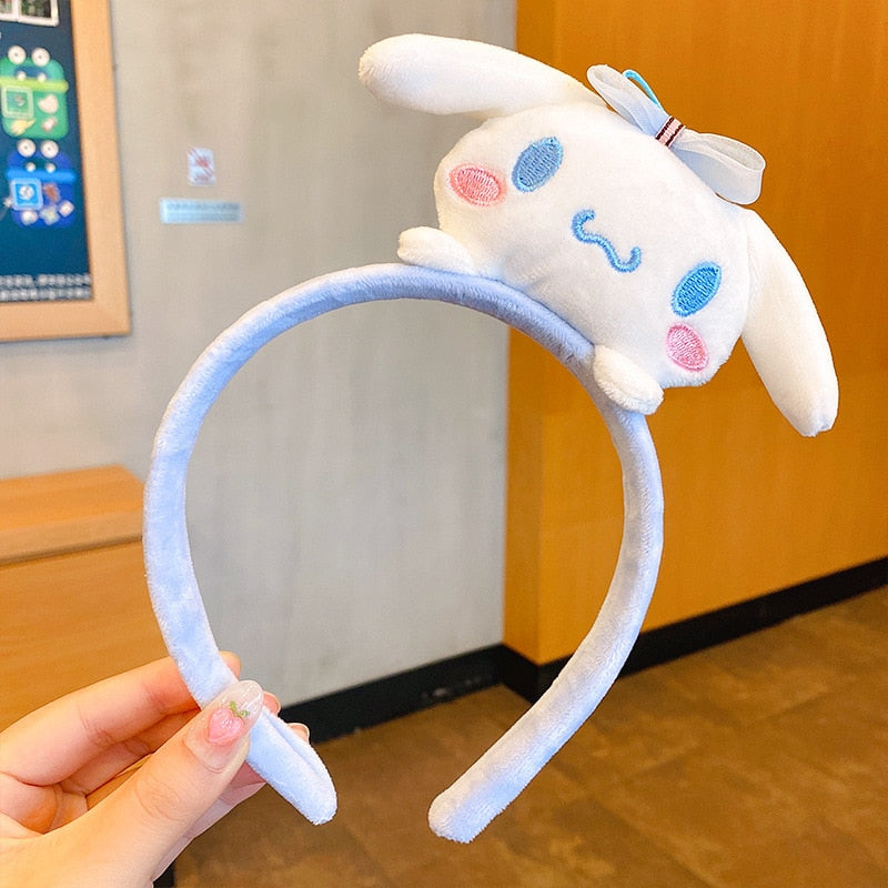Kawaii Hair Band Sanrio My Melody Kuromi Cinnamoroll Pompom Purin Hair Accessories Anime Cute Cartoon Plush Headdress Girls Gift