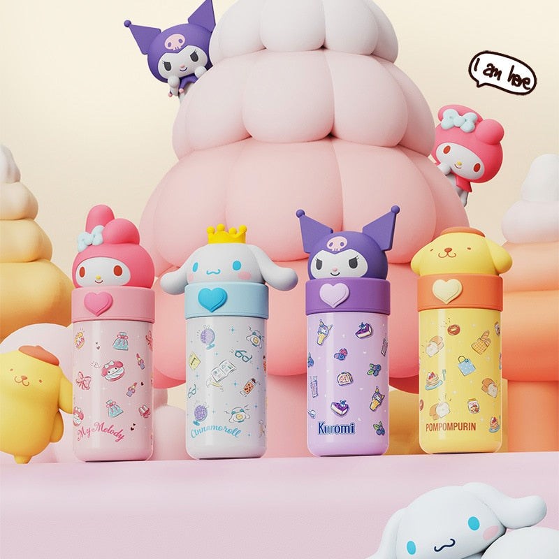 350ML Sanrio Cinnamoroll Anime Kuromi Melody Thermos Mug Cartoon Kawaii Sports Water Bottle Coffee Cup Kids Water Bottle Gift
