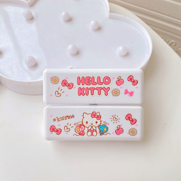 Sanrio Kawaii HelloKitty Portable Pill Box Seven Compartment KT Cat Storage Box Travel Portable Double Layer Medicine Box Gift