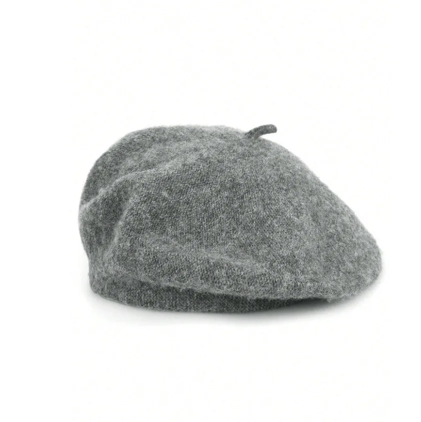 Classic French Knitted Beret for Women Warm Soft Top Knot Painter Cap Stylish Autumn Winter Daily Casual Streetwear Vintage
