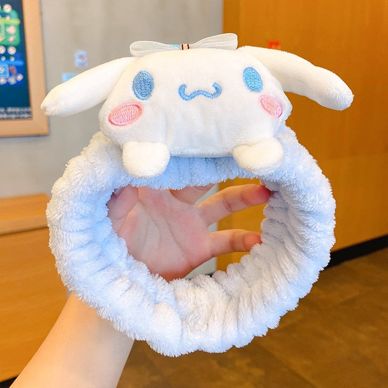 Kawaii Hair Band Sanrio My Melody Kuromi Cinnamoroll Pompom Purin Hair Accessories Anime Cute Cartoon Plush Headdress Girls Gift