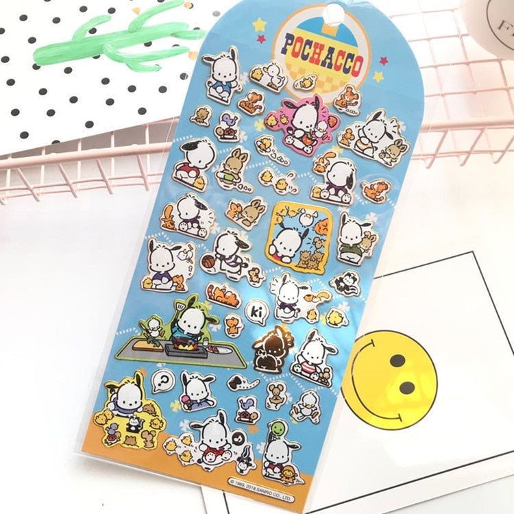 New Sanrio Hello Kitty Corner Big-Eared Dog Stickers Cute Gemini Children Stickers Bronzing Palm Stickers Kawaii