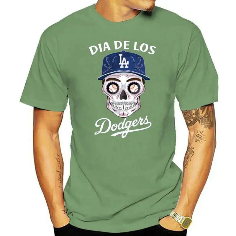 Dia De Los Dodger Halloween Sugar Skull T Shirt Mens Tee Shirt S 5Xl