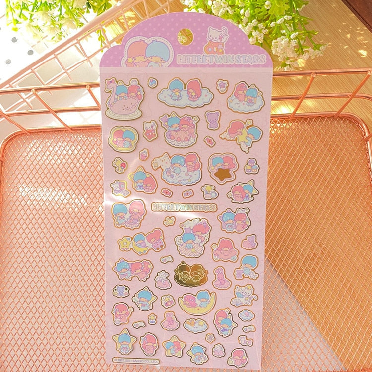 New Sanrio Hello Kitty Corner Big-Eared Dog Stickers Cute Gemini Children Stickers Bronzing Palm Stickers Kawaii
