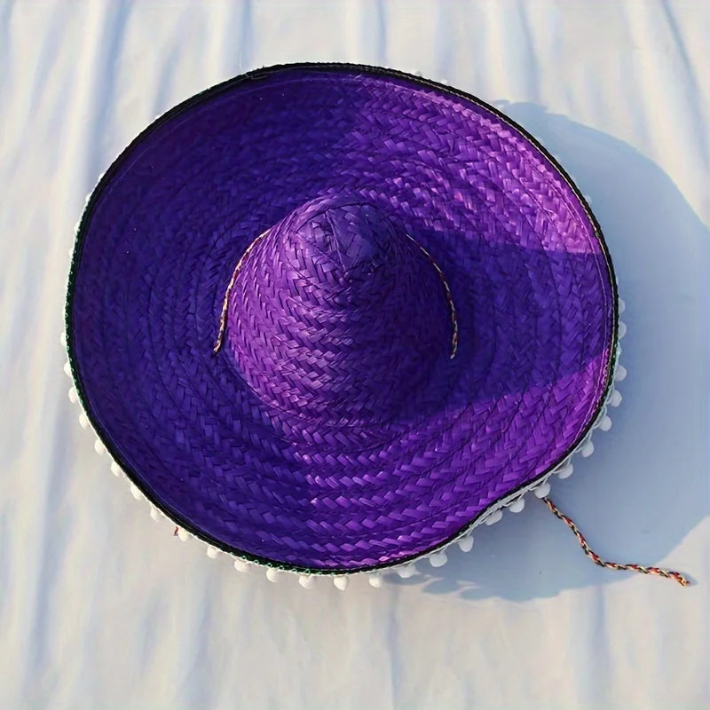 Mexican Sun Hat, Straw Hat with Wide Brim, Suitable for Decoration and Gifts at Festivals, Carnivals, Summer Mexican Parties.