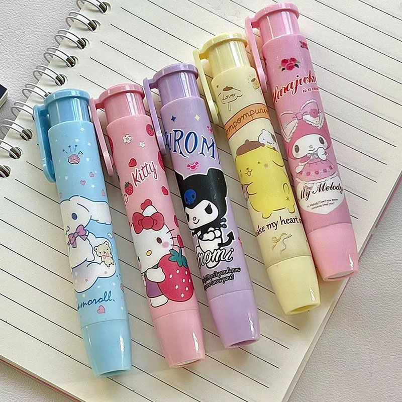 Creative Sanrioed Kawaii Press Eraser Anime Hello Kitty Kuromi MyMelody Cinnamoroll Cartoon Cute Stationery Gift Office Supplies