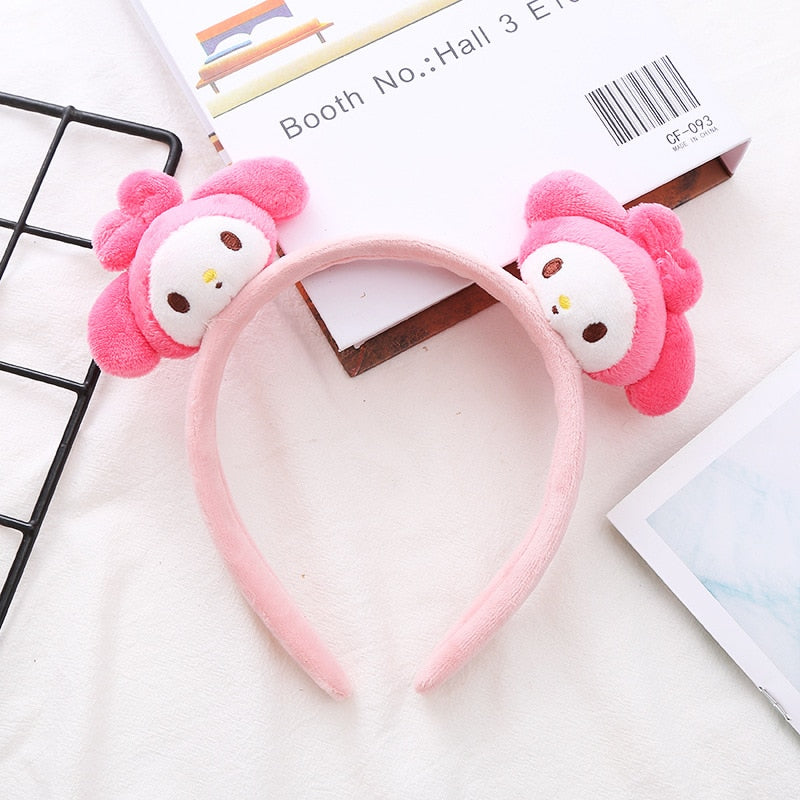 Kawaii Hair Band Sanrio My Melody Kuromi Cinnamoroll Pompom Purin Hair Accessories Anime Cute Cartoon Plush Headdress Girls Gift