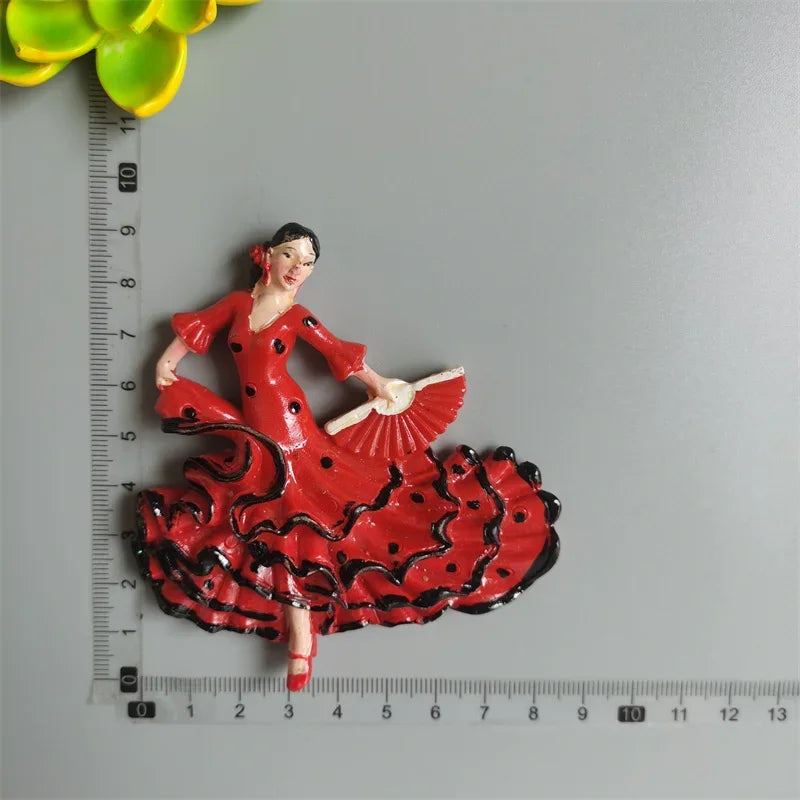 Spanish Fridge Magnets Flamenco Dancer MallorcaTourism Souvenir Decorative Arts Refrigerator Magnetic Stickers Home Decoration