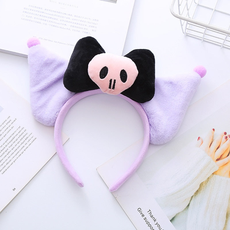 Kawaii Hair Band Sanrio My Melody Kuromi Cinnamoroll Pompom Purin Hair Accessories Anime Cute Cartoon Plush Headdress Girls Gift