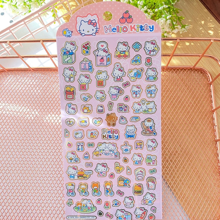 New Sanrio Hello Kitty Corner Big-Eared Dog Stickers Cute Gemini Children Stickers Bronzing Palm Stickers Kawaii