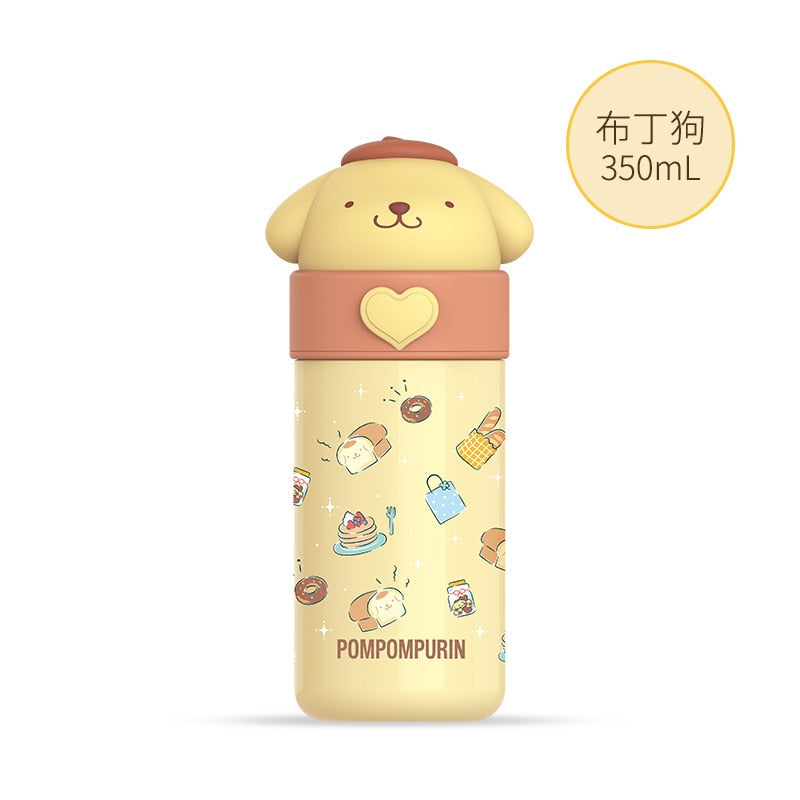 350ML Sanrio Cinnamoroll Anime Kuromi Melody Thermos Mug Cartoon Kawaii Sports Water Bottle Coffee Cup Kids Water Bottle Gift