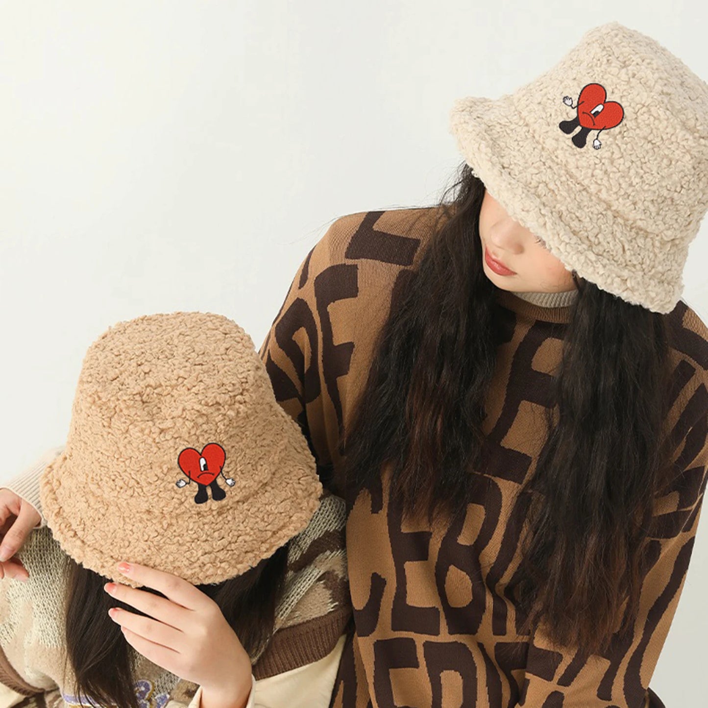 Embroidery Bad bunny Bucket hat Un Verano sin ti Warm Winter Unisex Lamb Wool Winter Fisherman Hat