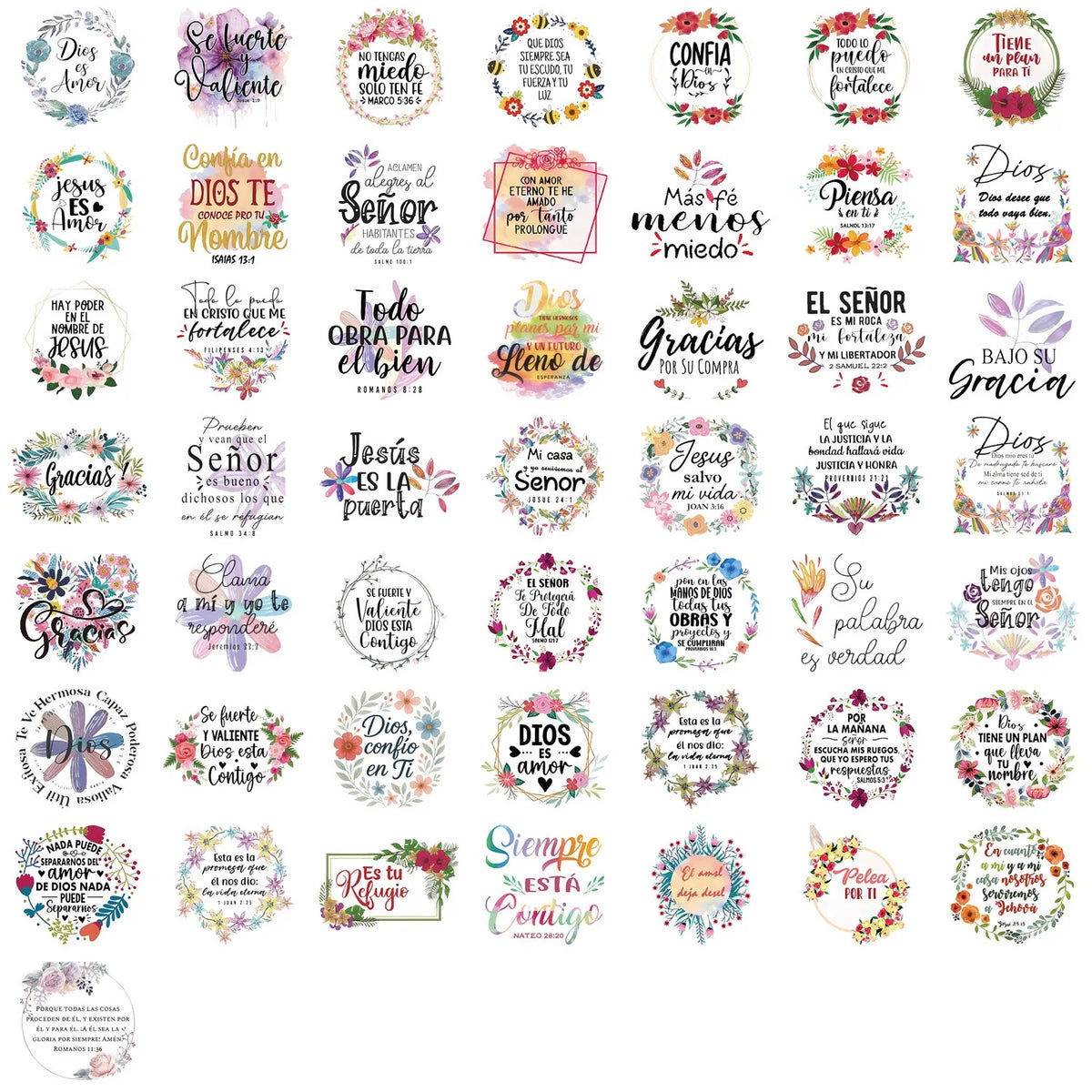 10/50pcs Cute Spanish Bible Motivational Phrase Stickers Aesthetic Scrapbooking Korean Stationery School Supplies Kids Sticker
