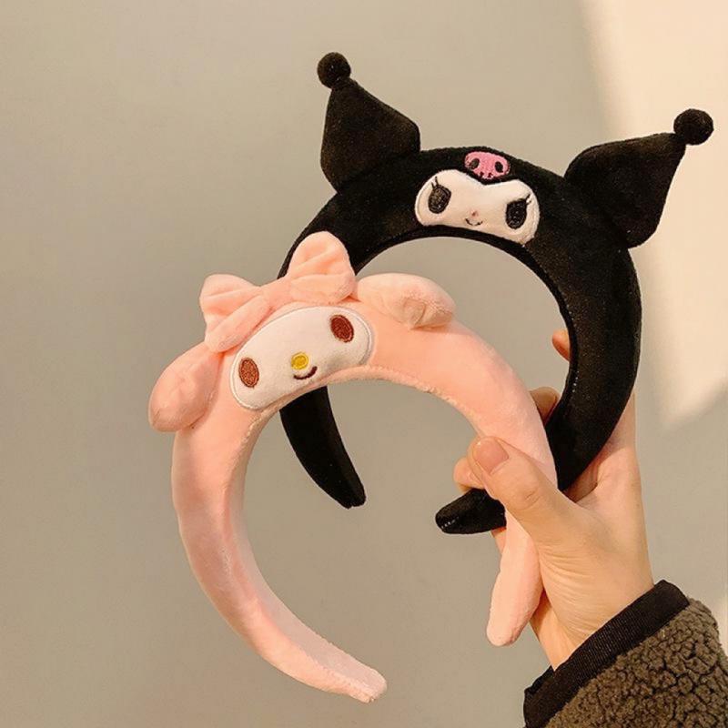 Kawaii Hair Band Sanrio My Melody Kuromi Cinnamoroll Pompom Purin Hair Accessories Anime Cute Cartoon Plush Headdress Girls Gift