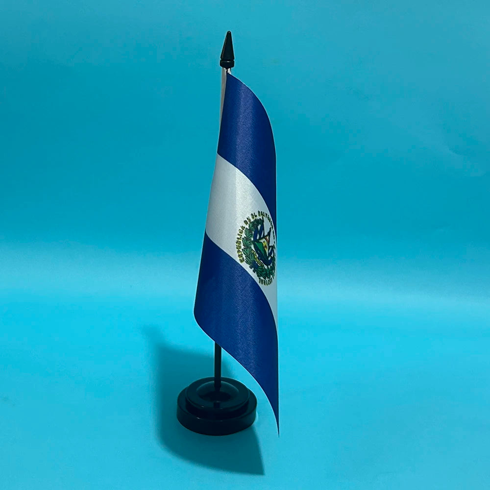 SKY FLAG Office Desk Flag of Salvador Flag 14x21cm Polyester El Salvador National Flag Country Banner Desk Ornaments Flags