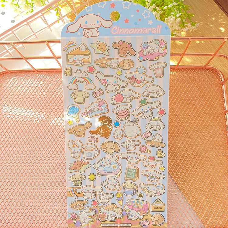 New Sanrio Hello Kitty Corner Big-Eared Dog Stickers Cute Gemini Children Stickers Bronzing Palm Stickers Kawaii