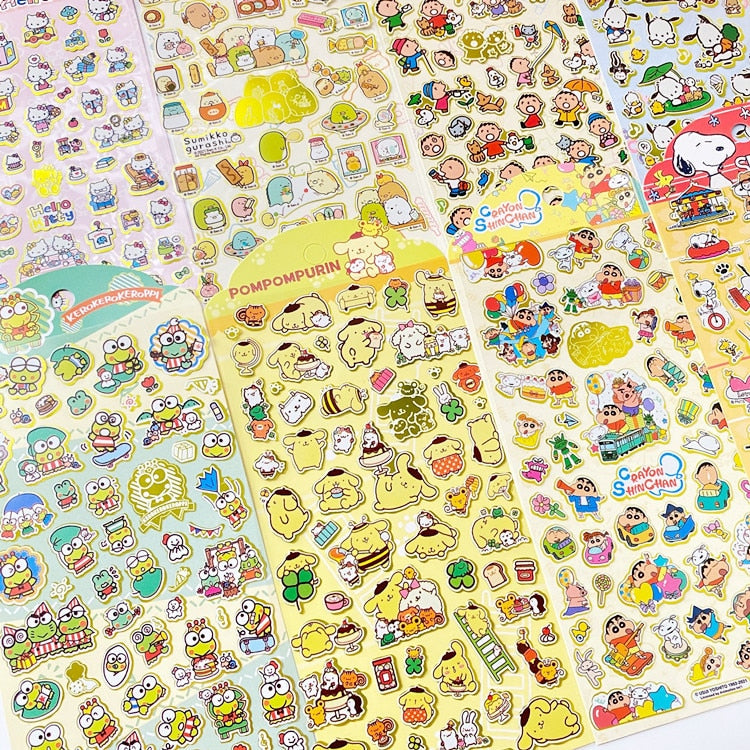 New Sanrio Hello Kitty Corner Big-Eared Dog Stickers Cute Gemini Children Stickers Bronzing Palm Stickers Kawaii