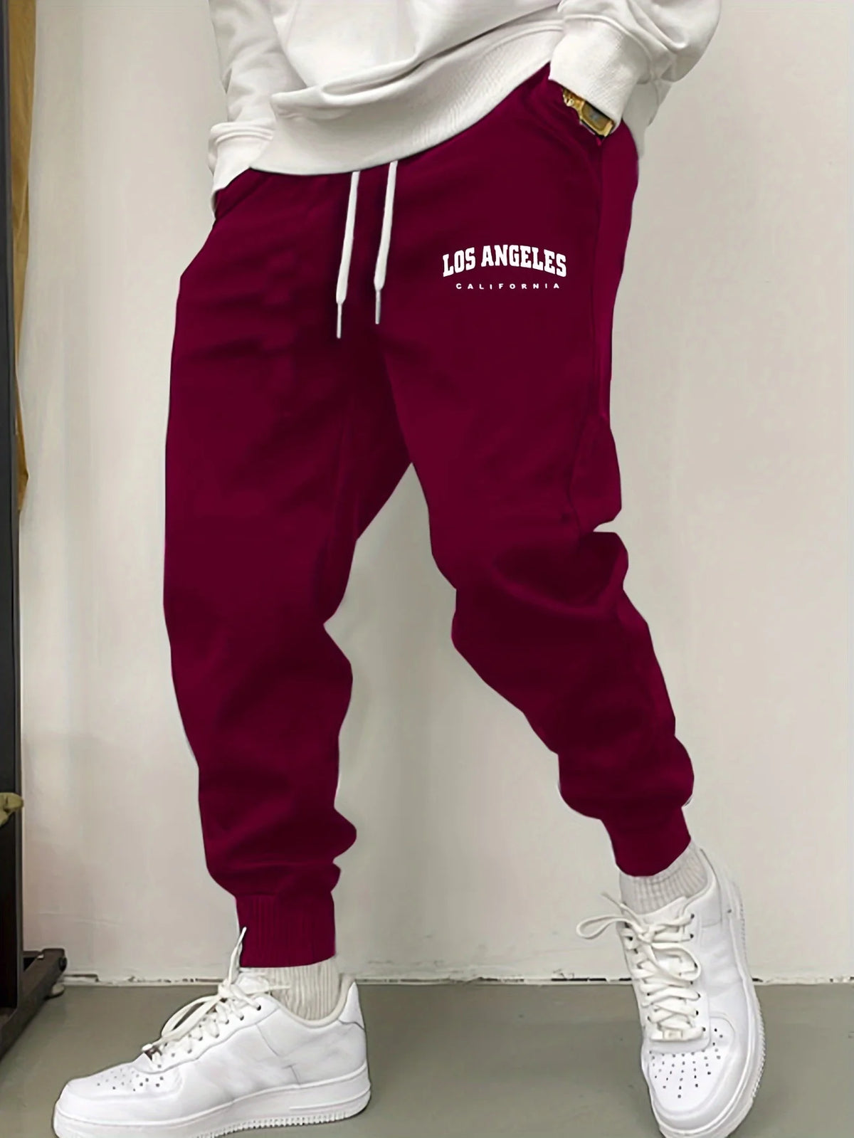 Mens Los Angeles Print Joggers Casual Streetwear Sweatpants Hip Hop Elastic Waist Sports Trousers