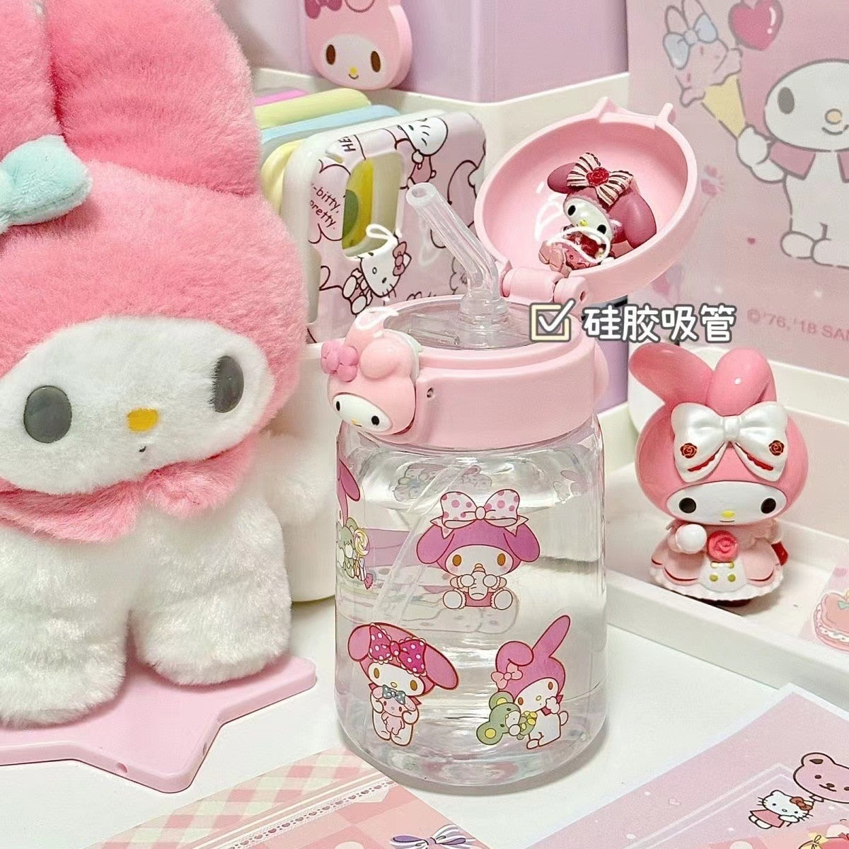 350ML Sanrio Cinnamoroll Anime Kuromi Melody Thermos Mug Cartoon Kawaii Sports Water Bottle Coffee Cup Kids Water Bottle Gift