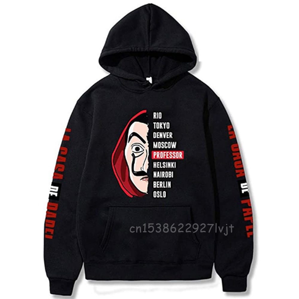 La Casa De Papel Women Men Women Men Unisex Hoodies Sweatshirts TV Show Money Heist Novelty Paper House Hoodie