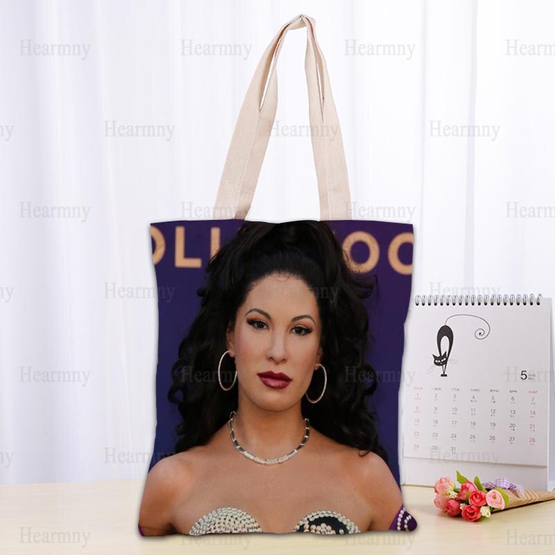 Custom Selena Quintanilla Tote Bag Popular Foldable Shopping Bag Reusable Eco Large Unisex Canvas Fabric Shoulder Bag Tote 0409