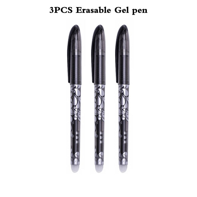 0.5mm Erasable Pen Set Blue Black Ink Gel Pen Erasable Refill Rod Washable Handle School&Office Writing Stationery Gel Ink Pen