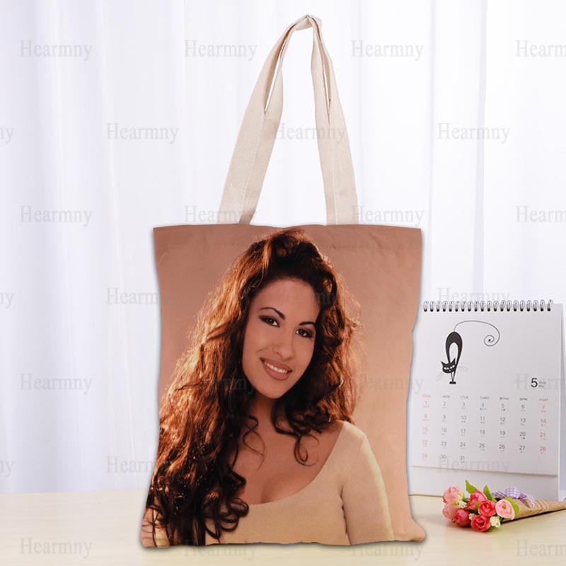 Custom Selena Quintanilla Tote Bag Popular Foldable Shopping Bag Reusable Eco Large Unisex Canvas Fabric Shoulder Bag Tote 0409