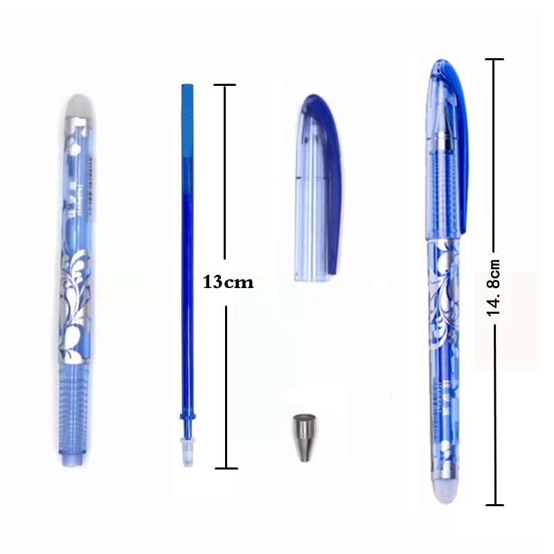 0.5mm Erasable Pen Set Blue Black Ink Gel Pen Erasable Refill Rod Washable Handle School&Office Writing Stationery Gel Ink Pen