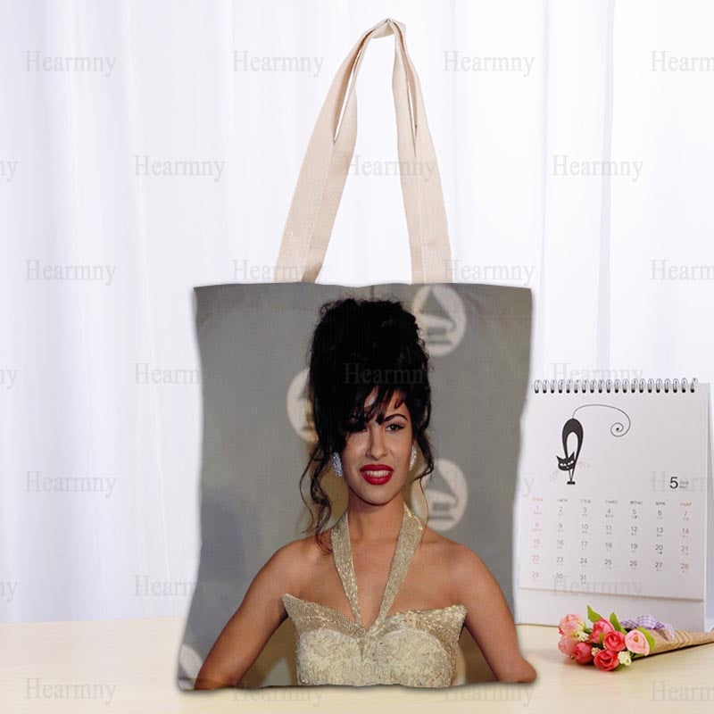 Custom Selena Quintanilla Tote Bag Popular Foldable Shopping Bag Reusable Eco Large Unisex Canvas Fabric Shoulder Bag Tote 0409