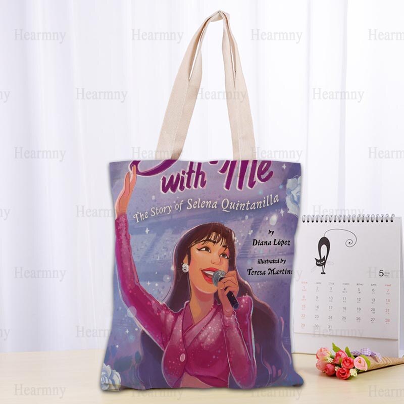 Custom Selena Quintanilla Tote Bag Popular Foldable Shopping Bag Reusable Eco Large Unisex Canvas Fabric Shoulder Bag Tote 0409