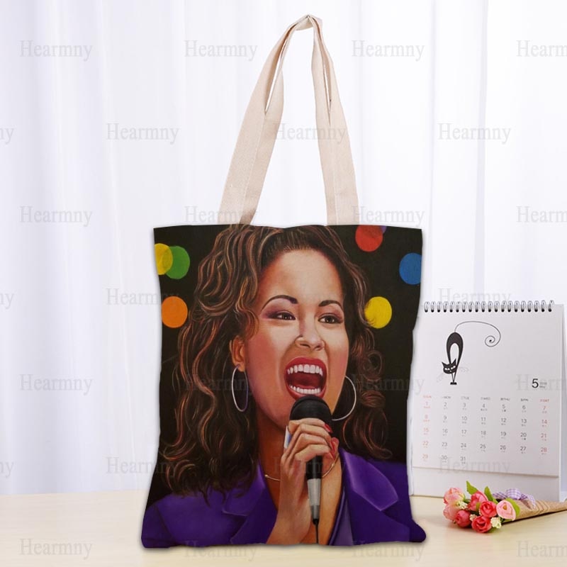 Custom Selena Quintanilla Tote Bag Popular Foldable Shopping Bag Reusable Eco Large Unisex Canvas Fabric Shoulder Bag Tote 0409
