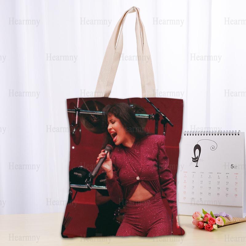 Custom Selena Quintanilla Tote Bag Popular Foldable Shopping Bag Reusable Eco Large Unisex Canvas Fabric Shoulder Bag Tote 0409