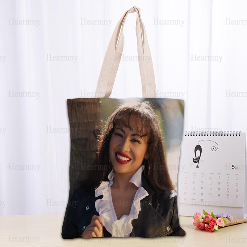 Custom Selena Quintanilla Tote Bag Popular Foldable Shopping Bag Reusable Eco Large Unisex Canvas Fabric Shoulder Bag Tote 0409