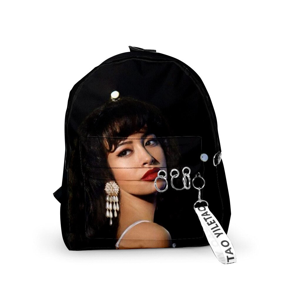 Harajuku Selena Quintanilla Sakura School Bags Travel Bags Small Bags 3D Printed Oxford Waterproof Key Chain Notebook Backpacks