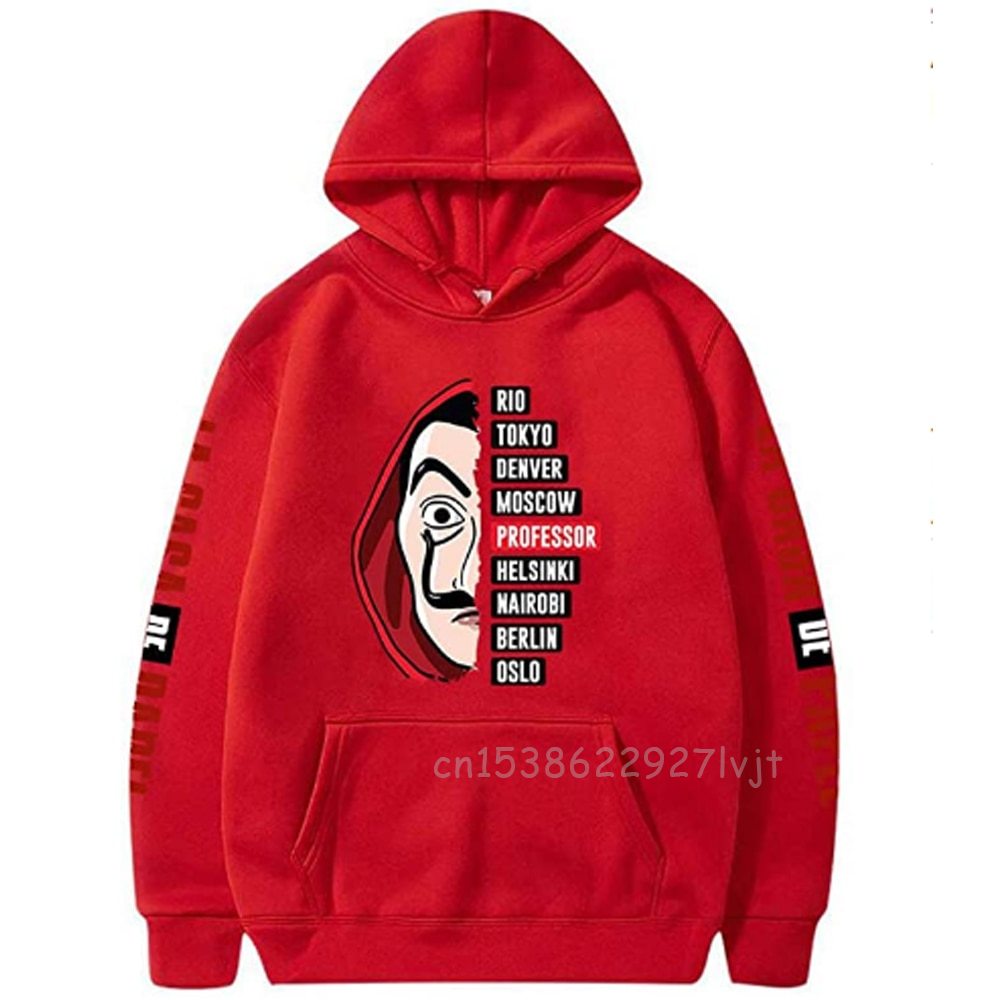 La Casa De Papel Women Men Women Men Unisex Hoodies Sweatshirts TV Show Money Heist Novelty Paper House Hoodie