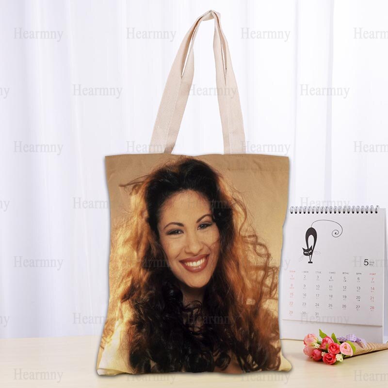 Custom Selena Quintanilla Tote Bag Popular Foldable Shopping Bag Reusable Eco Large Unisex Canvas Fabric Shoulder Bag Tote 0409