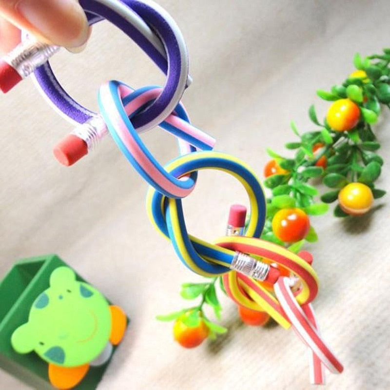 5pc/lot Colorful Flexible Magic Bendy Soft Pencil With Eraser Korea Cute Stationery Kids Student School Office Use Children Gift