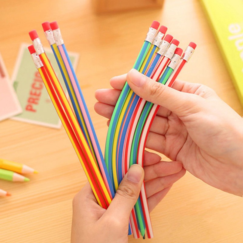 Haawooky 36 Pcs Colorful Magic Bendy Flexible Soft Pencil with Eraser Kids  Children School Fun Equipment