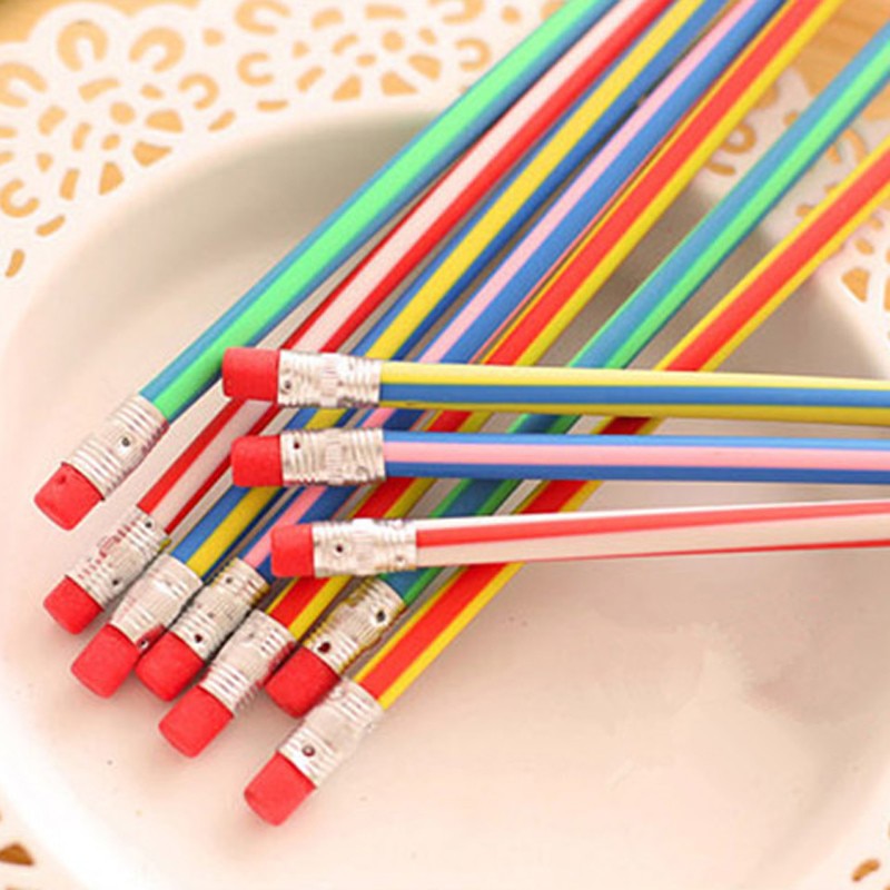 5pc/lot Colorful Flexible Magic Bendy Soft Pencil With Eraser Korea Cute Stationery Kids Student School Office Use Children Gift