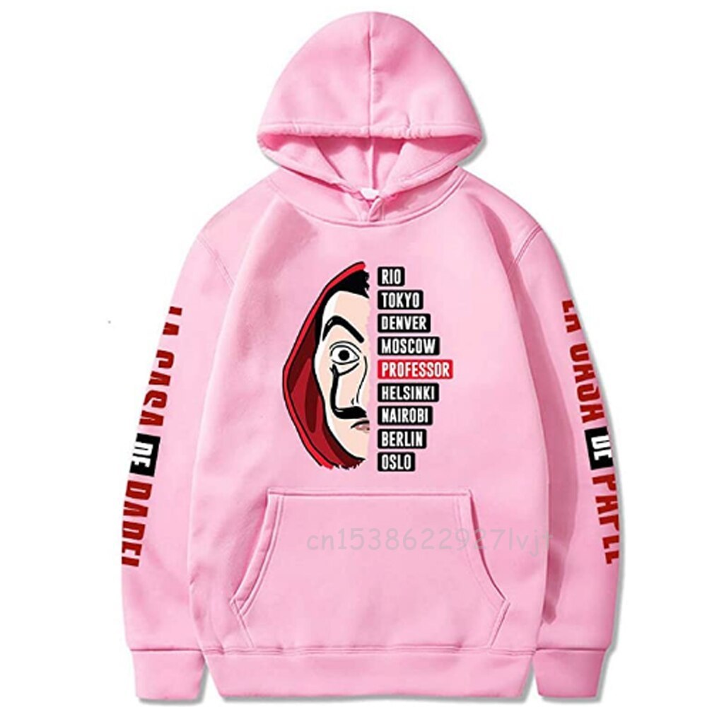 La Casa De Papel Women Men Women Men Unisex Hoodies Sweatshirts TV Show Money Heist Novelty Paper House Hoodie