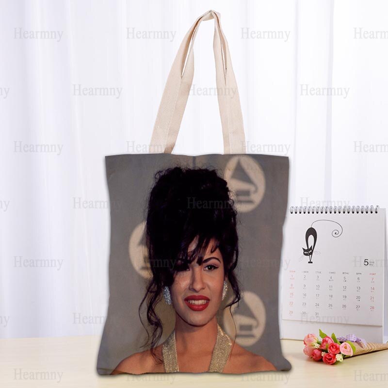 Custom Selena Quintanilla Tote Bag Popular Foldable Shopping Bag Reusable Eco Large Unisex Canvas Fabric Shoulder Bag Tote 0409