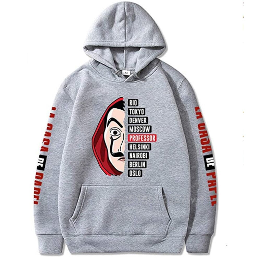 La Casa De Papel Women Men Women Men Unisex Hoodies Sweatshirts TV Show Money Heist Novelty Paper House Hoodie