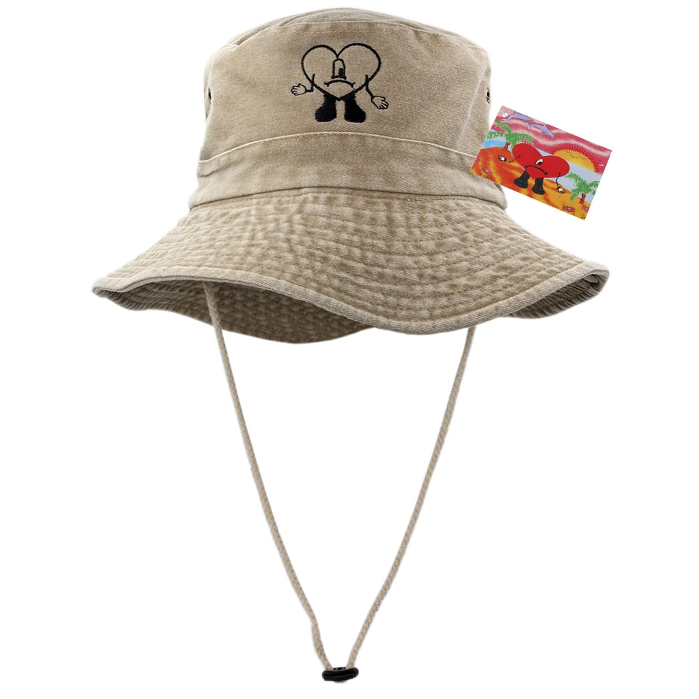Cotton Embroidered Bad Bunny Fisherman Hats UN VERANO SIN TI Bucket Hat Woman Summer Foldable Sun Hat Man Beach Hat