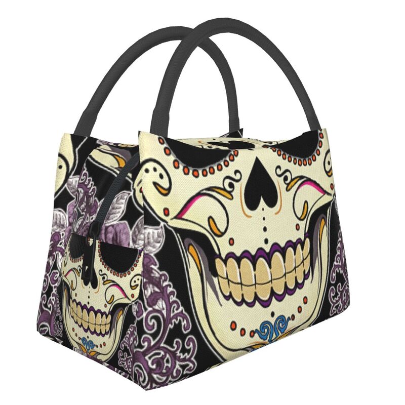 Catrina Thermal Insulated Lunch Bag Women Mexican Sugar Skull Girl Portable Lunch Tote for Office Outdoor Storage Meal Food Box