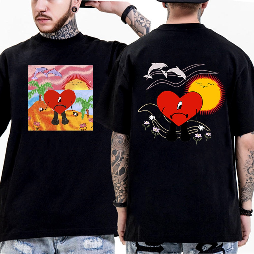Bad Bunny UN VERANO SIN TI Music Album Black Tshirt Men WomenT Shirt Graphic T Shirts Cotton T-shirt Man Woman Tees Tops