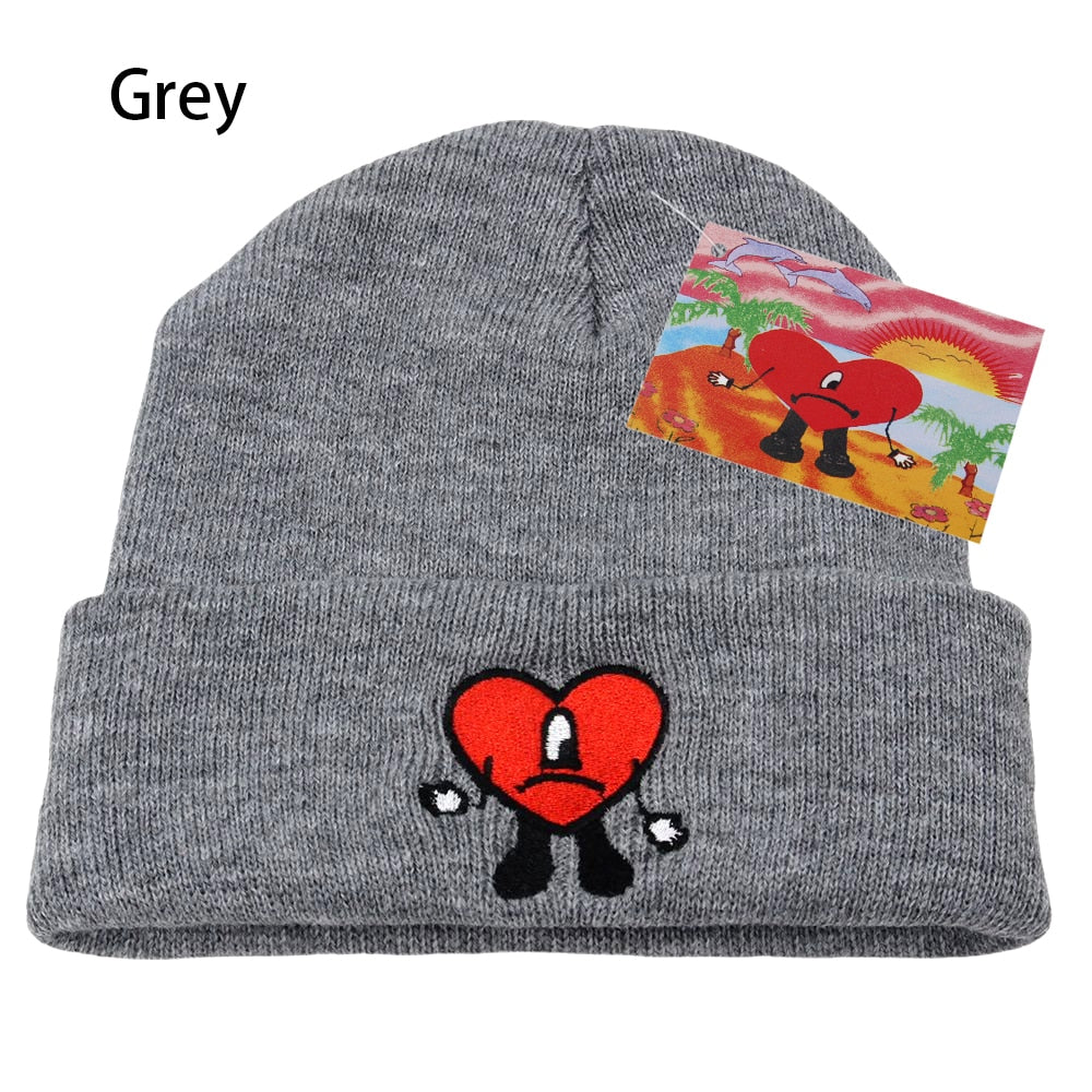 Bad Bunny Beanie Hat Ski Knitted Hats Unisex Cartoon Embroidery Cap